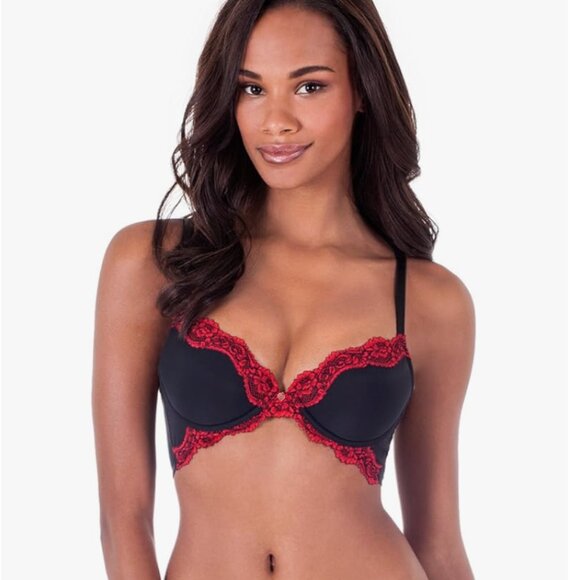 NWT-Skarlett Blue Adore Demi Contour Bra, Style 1733108, Black & Red, 32D - Picture 1 of 5